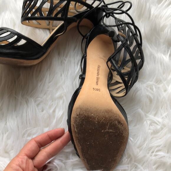 Alexandre Birman Strappy Leather Heel Sandals Black Size 38.5 / 8.5 - Picture 6 of 7